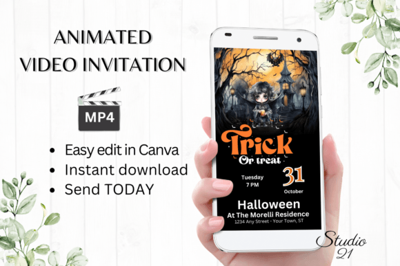 An Animated Halloween Trick or Treat Invite for Instant Celebration