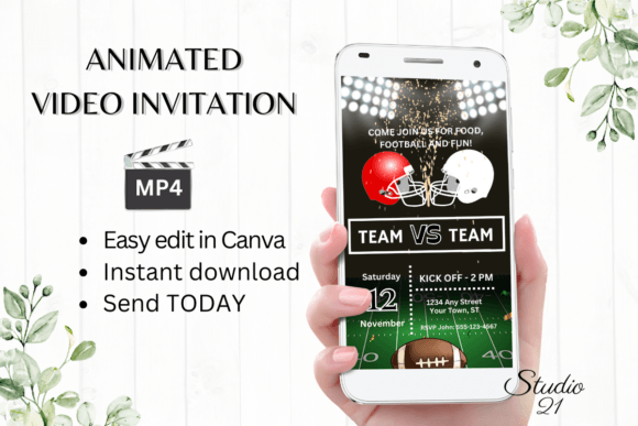 Animated Football Game Invitation: Score Big on Game Day