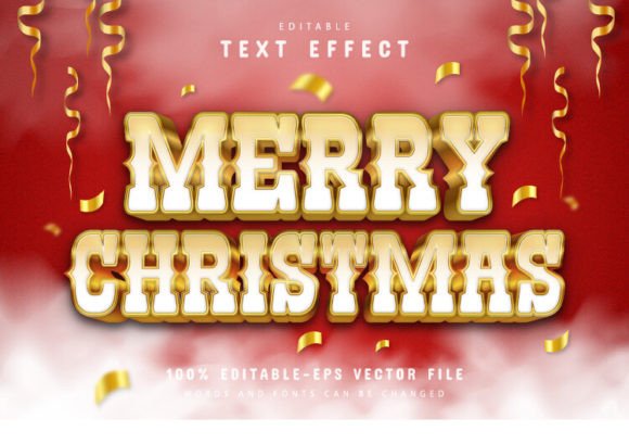 Christmas White Gold 3D Text Effect: Instant Festive Elegance
