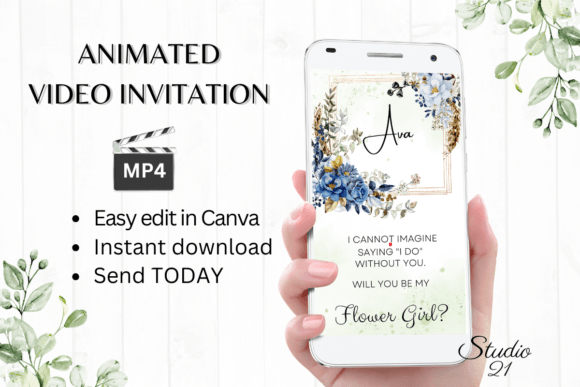 Digital Flower Girl Proposal W3142FG: A Playful Touch for Your Invitations