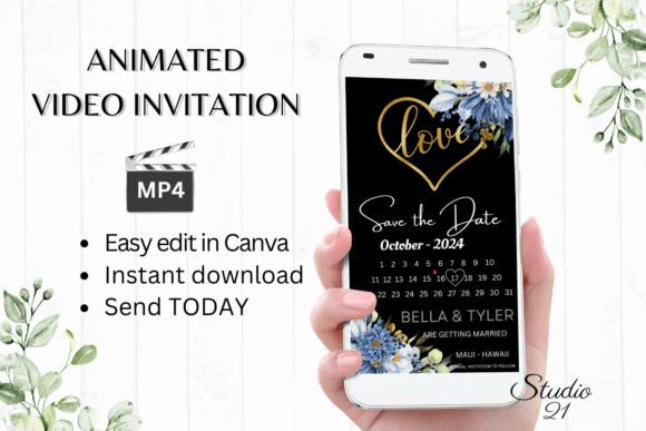 Digital Save the Date W2141B: Modern Animated Invitation