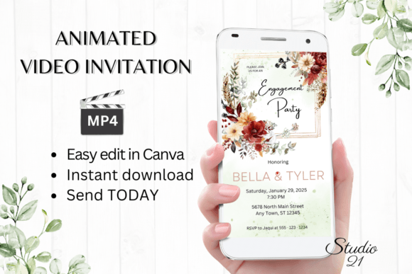 Effortless Autumn Invites: Fall Engagement Party Template W1152