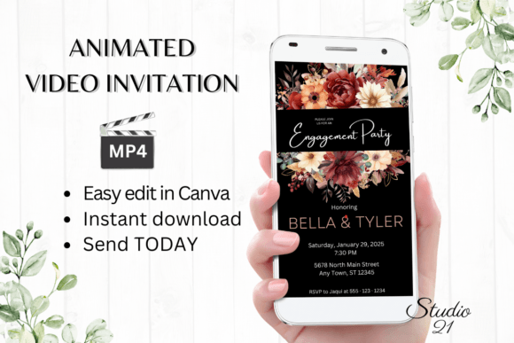 Fall Engagement Party Invite W1157: A Warm Digital Template