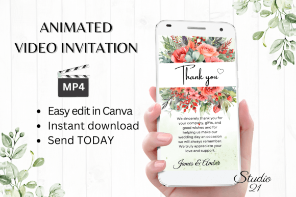 Floral Wedding Thank You W9136TU: A Fresh Script for Modern Brands