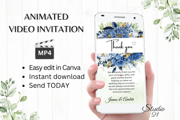 Modern Elegance: The Digital Wedding Thank You W9146TU Template
