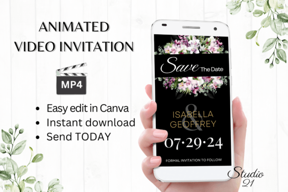 Orchids Save the Date Invite W2457: Effortless Digital Elegance