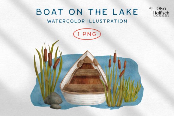 Summer Serenity: Using Watercolor Boat on Lake PNG Clipart